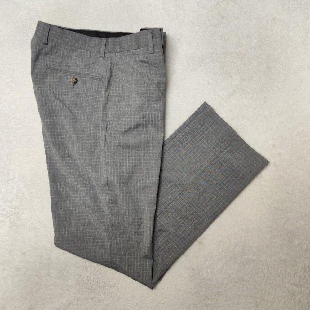 Lauren Ralph Lauren Pants Men 32x30 Gray Plaid Black Label Classic Stretch Dress